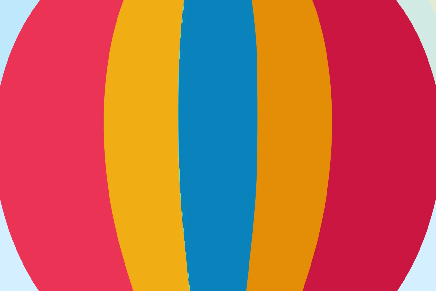 The same view traced with flat colours only: every stripe breaks into bands with hard, jagged edges